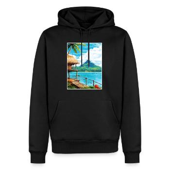 Bora Polynésie Française Vintage Voyage Poster WPA - Sweat à capuche Premium bio Homme - noir - Devant - Nico (187cm)