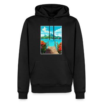 Bora Polynésie Française Vintage Voyage Poster WPA - Sweat à capuche Premium bio Homme - noir - Devant - Nico (187cm)