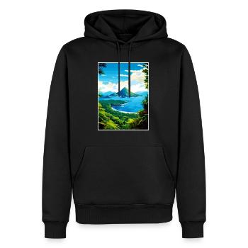 Sainte-Lucie Caraïbes Vintage voyage affiche WPA - Sweat à capuche Premium bio Homme - noir - Devant - Nico (187cm)