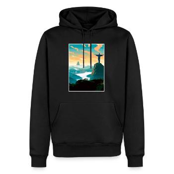 Rio De Janeiro Brésil Vintage voyage affiche WPA - Sweat à capuche Premium bio Homme - noir - Devant - Nico (187cm)