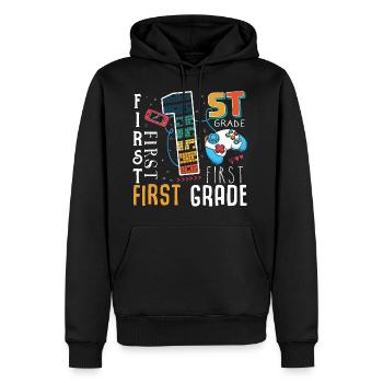 Écolier de jeu de 1ère année - Sweat à capuche Premium bio Homme - noir - Devant - Nico (187cm)