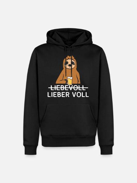 Lieber Voll als Liebevoll Bier - Männer Premium Bio Hoodie - Schwarz