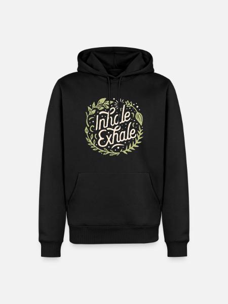 Indånder, udånder, indånder, udånder - Herre Premium økologisk hoodie - sort