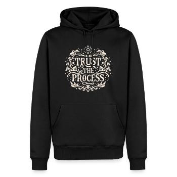 Vertraue dem Prozess Gesetz der Anziehung Affirmation - Männer Premium Bio Hoodie - Schwarz - Vorne - Nico (187cm)