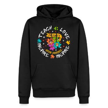 Autism Awareness Teacher Teach Hope Love Inspire - Men’s Premium Organic Hoodie - black - Front - Nico (187cm)
