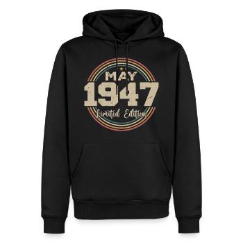 Mai 1947 Vintage Nées En Mai 1947 Anniversaire - Sweat à capuche Premium bio Homme - noir - Devant - Nico (187cm)