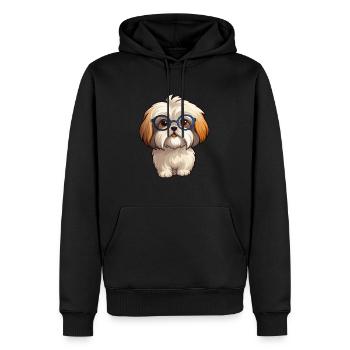 Lhasa Apso Hunderasse Aquarell Karikatur Kawaii Gla - Männer Premium Bio Hoodie - Schwarz - Vorne - Nico (187cm)