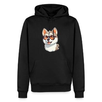 Husky Chien Race Aquarelle Dessin Animé Kawaii Lunettes - Sweat à capuche Premium bio Homme - noir - Devant - Nico (187cm)