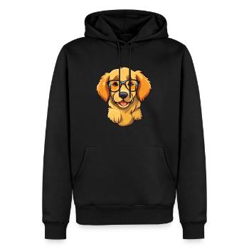 Golden Retriever Chien Race Aquarelle Dessin Animé Kawa - Sweat à capuche Premium bio Homme - noir - Devant - Nico (187cm)