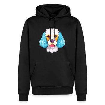 Caniche chien race aquarelle dessin animé kawaii colorfu - Sweat à capuche Premium bio Homme - noir - Devant - Nico (187cm)