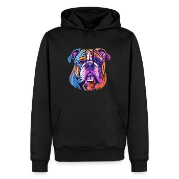 Bulldogge Hund Rasse Aquarell Karikatur Kawaii Colorf - Männer Premium Bio Hoodie - Schwarz - Vorne - Nico (187cm)