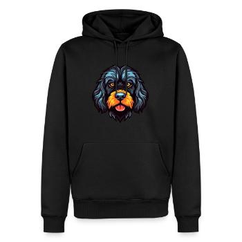 Chien d’eau portugais race aquarelle dessin animé Kawa - Sweat à capuche Premium bio Homme - noir - Devant - Nico (187cm)