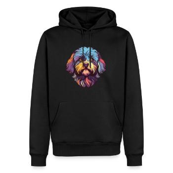 Shih-Poo chien race aquarelle dessin animé couleur kawaii - Sweat à capuche Premium bio Homme - noir - Devant - Nico (187cm)