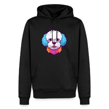 Bichon Frise chien race aquarelle dessin animé Kawaii C - Sweat à capuche Premium bio Homme - noir - Devant - Nico (187cm)