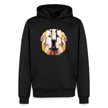 Grande race de chien des Pyrénées aquarelle dessin animé Kawaii - Sweat à capuche Premium bio Homme - noir - Devant - Nico (187cm)