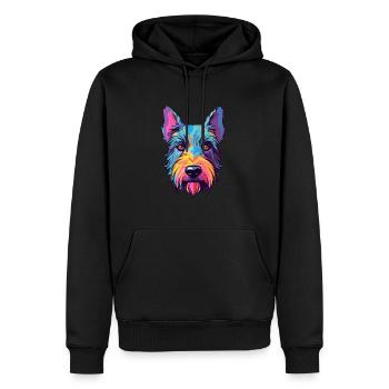 Scottish Terrier Hunderasse Aquarell Karikatur Kawa - Männer Premium Bio Hoodie - Schwarz - Vorne - Nico (187cm)
