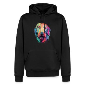 Irish Wolfhound chien race aquarelle dessin animé Kawai - Sweat à capuche Premium bio Homme - noir - Devant - Nico (187cm)