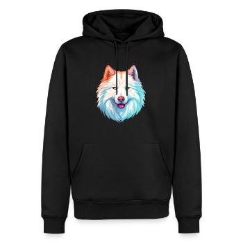 Samoyède chien race aquarelle dessin animé Kawaii Colorf - Sweat à capuche Premium bio Homme - noir - Devant - Nico (187cm)