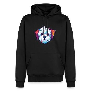 Malteser Hund Rasse Aquarell Karikatur Kawaii Colorf - Männer Premium Bio Hoodie - Schwarz - Vorne - Nico (187cm)