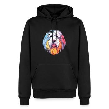 Vieux chien de berger anglais chien race aquarelle dessin animé - Sweat à capuche Premium bio Homme - noir - Devant - Nico (187cm)