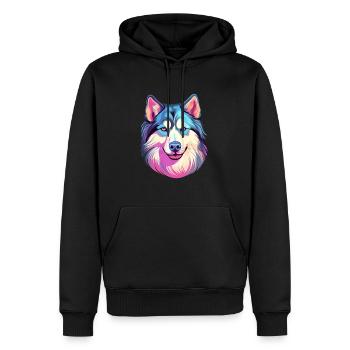 Alaska Malamute Hunderasse Aquarell Karikatur Kawa - Männer Premium Bio Hoodie - Schwarz - Vorne - Nico (187cm)