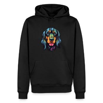 Gordon Setter Chien Race Aquarelle Dessin Animé Kawaii - Sweat à capuche Premium bio Homme - noir - Devant - Nico (187cm)