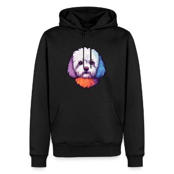 Bichons frisé race de chien aquarelle dessin animé Kawaii - Sweat à capuche Premium bio Homme - noir - Devant - Nico (187cm)