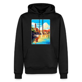San Sebastian Spanien Vintage Reiseplakat Souvenir - Männer Premium Bio Hoodie - Schwarz - Vorne - Nico (187cm)