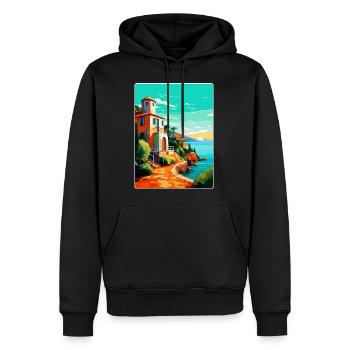 Costa Brava Spanien Vintage Reiseplakat Souvenir - Männer Premium Bio Hoodie - Schwarz - Vorne - Nico (187cm)
