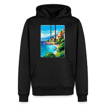 Côte d Azur Frankreich Vintage Reiseplakat Souvenir - Männer Premium Bio Hoodie - Schwarz - Vorne - Nico (187cm)