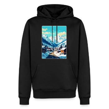Ischgl Österreich Vintage Reiseplakat Souvenir WPA - Männer Premium Bio Hoodie - Schwarz - Vorne - Nico (187cm)