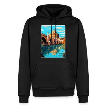 St. Angelo Brücke Italien Vintage Reiseplakat WPA - Männer Premium Bio Hoodie - Schwarz - Vorne - Nico (187cm)