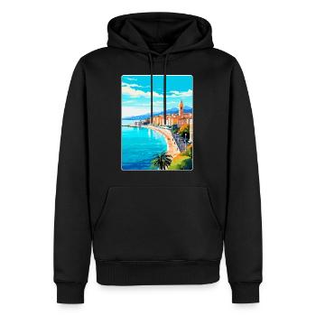 Nizza Frankreich Vintage Reiseplakat WPA Kunst Souvenir - Männer Premium Bio Hoodie - Schwarz - Vorne - Nico (187cm)