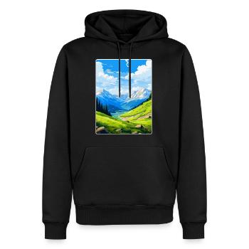 Pyrenäen-Nationalpark Frankreich Reiseplakat WPA - Männer Premium Bio Hoodie - Schwarz - Vorne - Nico (187cm)