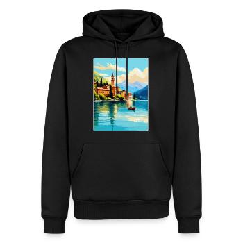 Comer See Italien Vintage Reiseplakat Souvenir WPA - Männer Premium Bio Hoodie - Schwarz - Vorne - Nico (187cm)