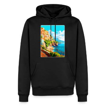Amalfi Italie Affiche de voyage vintage WPA Souvenir - Sweat à capuche Premium bio Homme - noir - Devant - Nico (187cm)