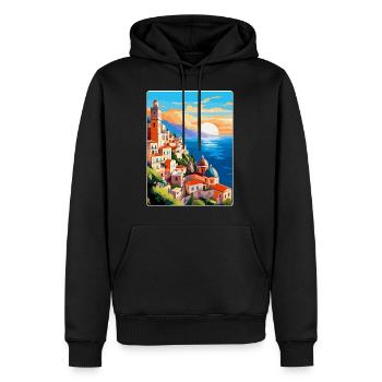 Amalfi Italie Affiche de voyage vintage WPA Souvenir - Sweat à capuche Premium bio Homme - noir - Devant - Nico (187cm)