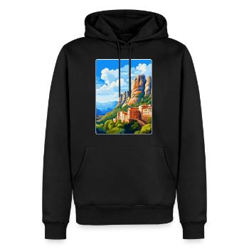 Montserrat Espagne Affiche de voyage vintage souvenir - Sweat à capuche Premium bio Homme - noir - Devant - Nico (187cm)