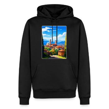 Bergame Italie Affiche de voyage vintage WPA Souvenir - Sweat à capuche Premium bio Homme - noir - Devant - Nico (187cm)
