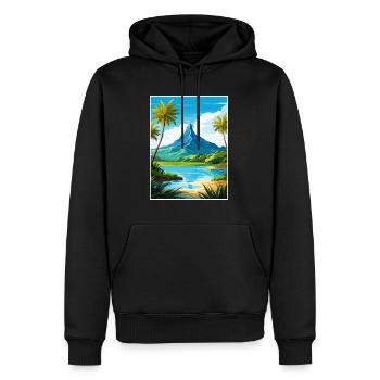 Bora Französisch-Polynesien Vintage Reiseposter - Männer Premium Bio Hoodie - Schwarz - Vorne - Nico (187cm)