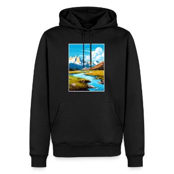 Torres Del Paine Affiche de voyage vintage souvenir - Sweat à capuche Premium bio Homme - noir - Devant - Nico (187cm)