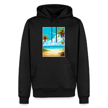 Îles Turques-et-Caïques Caraïbes Affiche de voyage - Sweat à capuche Premium bio Homme - noir - Devant - Nico (187cm)