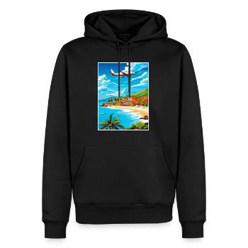 Saint Maarten Karibik Vintage Reiseposter - Männer Premium Bio Hoodie - Schwarz - Vorne - Nico (187cm)