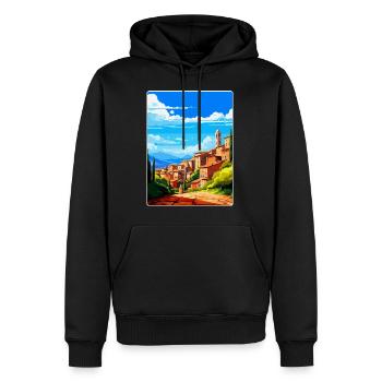 Pérouse Italie Affiche de voyage vintage WPA Souvenir - Sweat à capuche Premium bio Homme - noir - Devant - Nico (187cm)