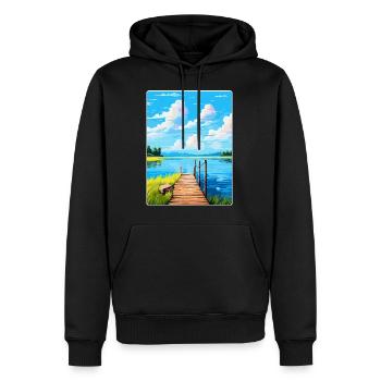Lac de Lacanau France Poster de voyage vintage souvenir - Sweat à capuche Premium bio Homme - noir - Devant - Nico (187cm)