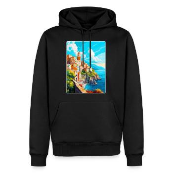 Amalfi Italie Affiche de voyage vintage WPA Souvenir - Sweat à capuche Premium bio Homme - noir - Devant - Nico (187cm)