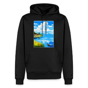 Lac de Varèse Italie Affiche de voyage vintage souvenir - Sweat à capuche Premium bio Homme - noir - Devant - Nico (187cm)