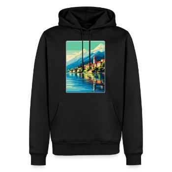 Comer See Italien Vintage Reiseplakat Souvenir WPA - Männer Premium Bio Hoodie - Schwarz - Vorne - Nico (187cm)