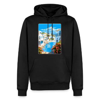 Paros Grèce Affiche de voyage vintage WPA Souvenir - Sweat à capuche Premium bio Homme - noir - Devant - Nico (187cm)