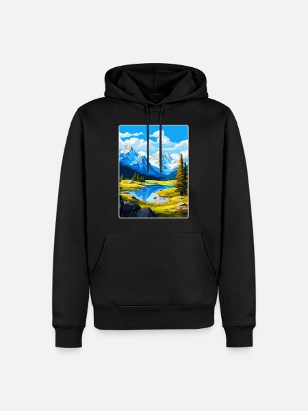 Affiche de voyage vintage du parc national d’Ecrins France - Sweat à capuche Premium bio Homme - noir